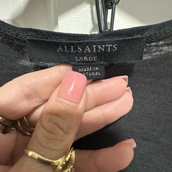 All Saints Sheer Black/Gray Elke V-Neck Slit Maxi Dress Size Large - Picture 4 of 6